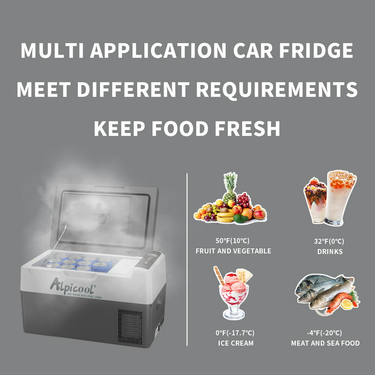 Alpicool G22 Car Fridge Freezer, 12 Volt Car Refrigerator, 22 Liter(23  Quart) Capacity, Portable refrigerator for Outdoor and Home- 12/24V DC and  100-240V AC 