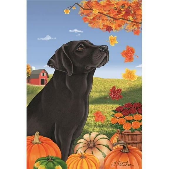 Best of Breed TP67001 Black Labrador Autumn Leaves House Flag