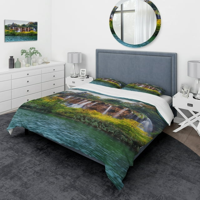 Designart - Lacs de Plitvice Croatie - Ensemble de Housse de Couette Traditionnel