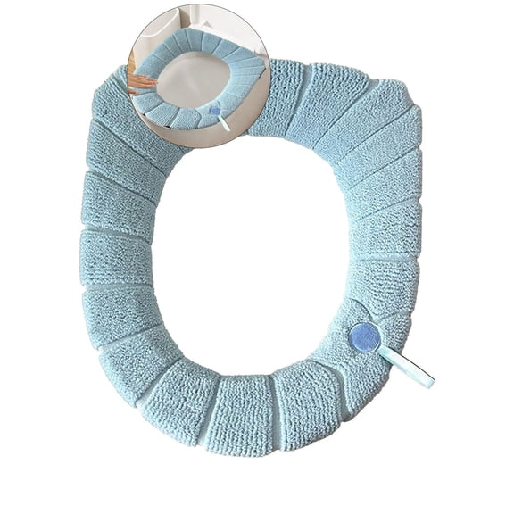 Dvruxg Toilet Seat Cover for Bathroom, Bathroom Soft Thicker Warmer Stretchable Washable Cloth Toilet Seat Cover Pads, Easy Installation(Light Blue)