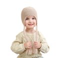 thumbnail image 2 of Gorro de bola de piel de punto para bebé, orejeras con trenzas ajustables y gorro cálido de lana para niños (caqui) Sincero Electrónica, 2 of 5