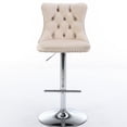 thumbnail image 2 of 2pcs Beige Velvet With Backs - 360° Swivel, Adjustable Seat Height 25 33 Inch For Home Pub And Kitchen Island 25-33 Height, Comfortable Kitchen,, 2 of 7
