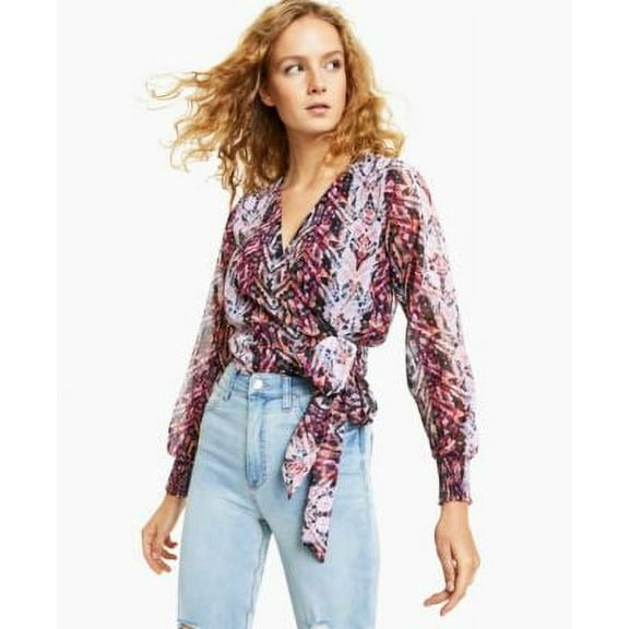 MSRP $60 Bar III Printed Wrap Top Multicolor Size XS