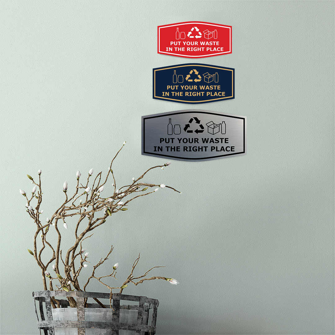 Fancy Put Your Waste in the Right Place Sign (Brushed Gold) - Large - image 5 of 5