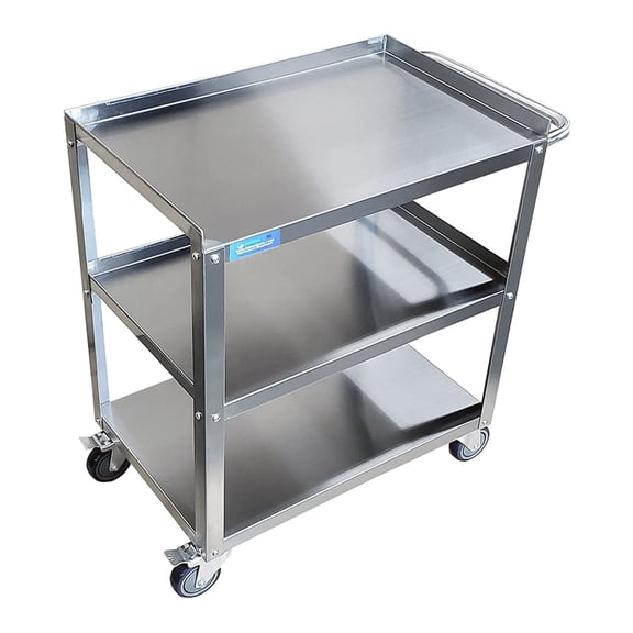 AmGood Stainless Steel Utility Cart | 15" Wide X 28 Long X 33" High | 3 Shelf Metal Utility Cart on Wheels with Handle | for Home & Business Use