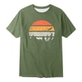 thumbnail image 4 of Rggeeun Men'S T-Shirt Cartoon Elegant Sunset Print Short Sleeve Crew Neck Knit Breathable Relaxed Fit For Club Party Trendy Tee,Army Green,L, 4 of 4
