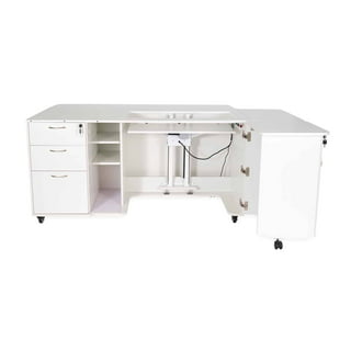 Arrow K8611 Aussie II Kangaroo Sewing, Cutting, Quilting, Crafting Cabinet  with Storage, Portable with Wheels and Airlift, Large, White Ash Finish 