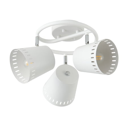 Matte White Semi Flush Mount Ceiling Light, 3-Light Room Lights for Bedroon, Living Room & Dining Room