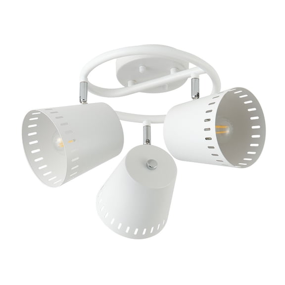 Matte White Semi Flush Mount Ceiling Light, 3-Light Room Lights for Bedroon, Living Room & Dining Room