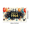 thumbnail image 3 of Vintage Themed Backdrop Banner with 1964 Design Balloons Music Notes and London Bridge Element Party Decorations for Retro Events Anniversary Celebrations Photography Props, 3 of 4