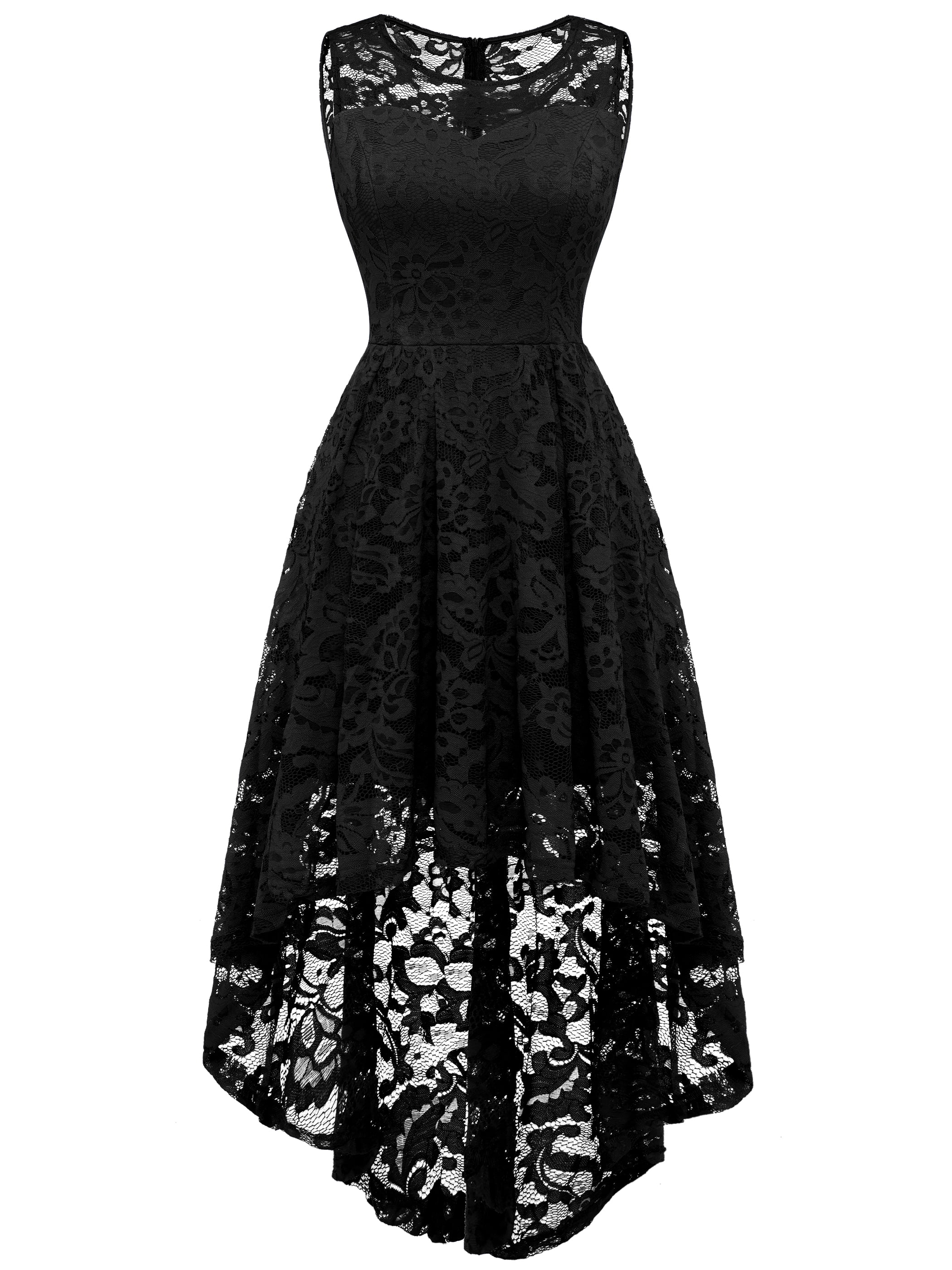 MuaDress Womens Vintage Floral Lace Sleeveless Hi-Lo Cocktail Formal Swing Dress