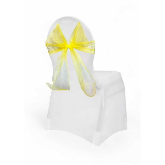 9 x 10 Ft Organza Chair Bows/Sashes Yellow (12 pieces)