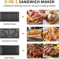 thumbnail image 3 of 3-in-1 Waffle Iron  Press Grill Sandwich Maker Set with Removable Non-Stick Plates, 3 of 6
