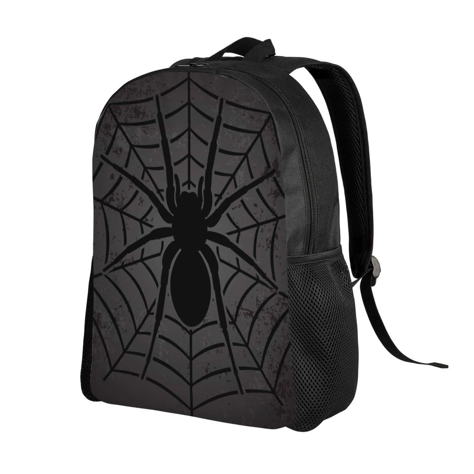 Xecao Black Spider On Web 1 Print School Backpack with Laptop Compartment Small Travel Laptop Backpack for Women Men Waterproof College Backpack Simple School Bag