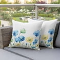thumbnail image 5 of 2 Pack Outdoor Waterproof Throw Pillow Covers,Watercolor Flower Blue Yellow Poppy Decorative Square Patio Pillowcases for Chair Couch Sofa 16x16in, 5 of 9