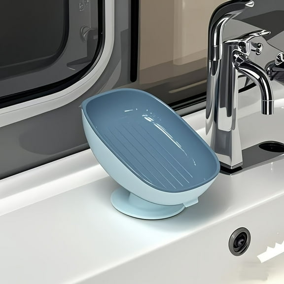 Single-Pack Adjustable Suction Soap Holder – Wall-Mounted Punch-Free Soap Tray with Drain, Space-Saving for Bathroom, Kitchen & Laundry (Random Color)