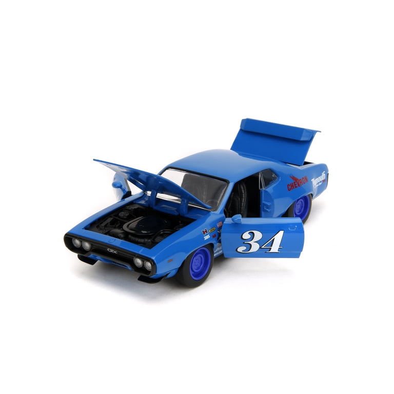 Jada 1972 Plymouth GTX No.34 Blue with Graphics 1/24 Diecast Model