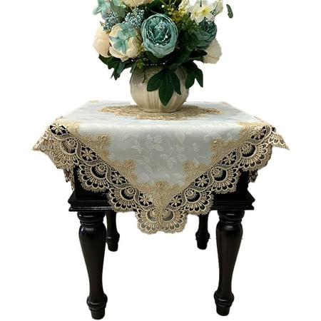 

Embroidered Lace Cream Tablecloth Classic Beige Table Cloth Home Party