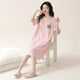 thumbnail image 1 of Ropa de dormir larga de verano para mujer, camisón holgado de manga corta adelgazante de talla grande MM de 200 libras de capacidad máxima, ropa para el hogar, 1 of 5