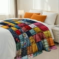 thumbnail image 3 of Flannel Fleece Twin Blanket, Soft Large Twin Blanket, Lightweight Cozy Plush Twin Blanket Fit Sofa Bed, 60"x80", Patchwork Floral Pattern, 3 of 8