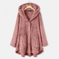 thumbnail image 3 of Hooded Cardigan for Women Printed Button Plush Tops Hooded Loose Cardigan Wool Coat Winter Jacket Wool Coat for Women Jacket Winter Winter Jacket Women, 3 of 8