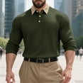 thumbnail image 4 of COSFO Big And Tall Shirts for Men Ribbed Knit Casual Long Sleeve Green Basic Tops Slim Fit Button Pullover Collared Classic T-Shirt, 4 of 9