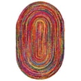 thumbnail image 2 of SAFAVIEH Braided Daphne Geometric Cotton Reversible Area Rug, Red/Multi, 5' x 8' Oval, 2 of 10