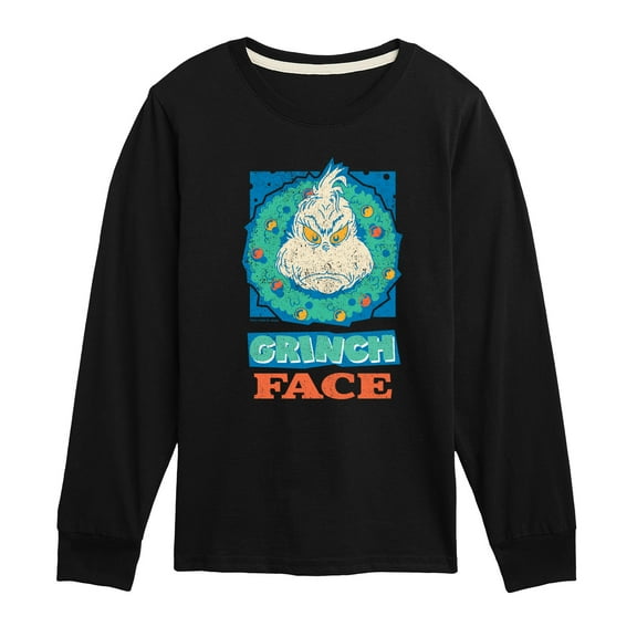 Dr. Seuss The Grinch - Christmas - Grinch's Face - Toddler & Youth Long Sleeve Graphic T-Shirt