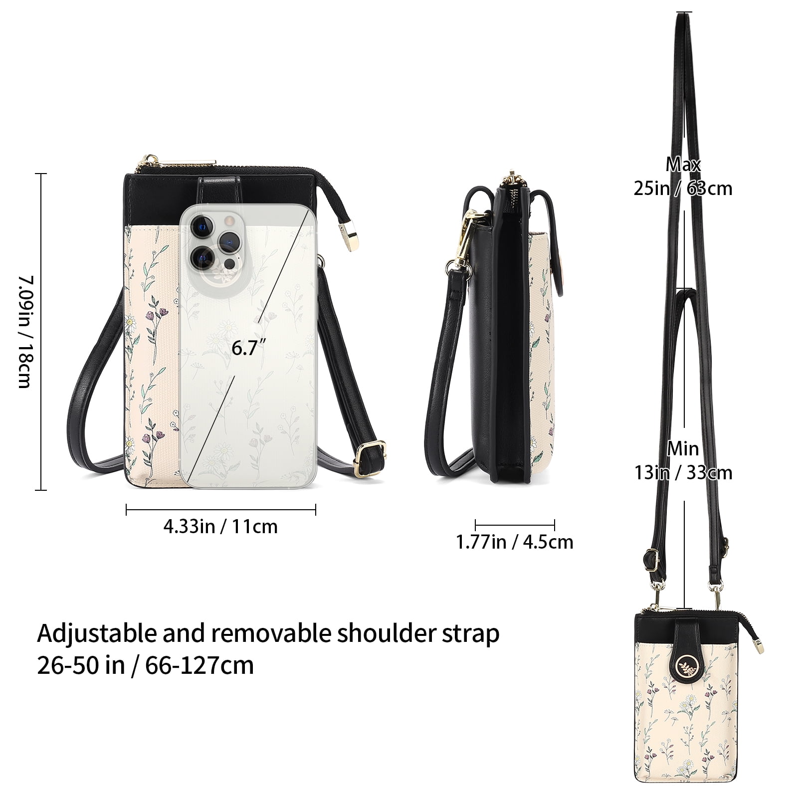 GAEKEAO Small Crossbody Bags for Women Leather Cell Phone Purse Bag Wallet with RFID Blocking Credit Card Slots