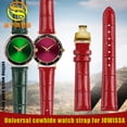 thumbnail image 2 of Correa de reloj de cuero universal para mujer de 18 mm, accesorios de reloj JOWISSA, correa de reloj Tissot T099, pulsera de cuero brillante color rojo vino, 2 of 5
