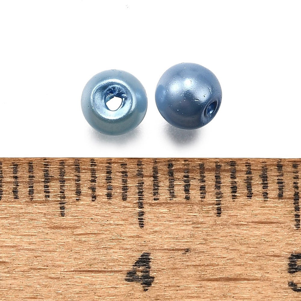 500gs Baking Painted Pearlized Glass Pearl Round Beads Light Sky Blue 4x3.5mm Hole: 1mm about 6000pcs/500g