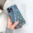 thumbnail image 6 of Heart Phone Case Compatible with iPhone 12 Pro Max,Clear Holographic Heart Laser Glitter Bling Case Glossy Bumper Protective Cover,6.7 Inch,Crystal Clear, 6 of 7