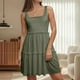thumbnail image 1 of WILLBEST Vestido Largo Informal De Verano Para Mujer, Minivestido Informal Con Escote Cuadrado, Corte A, Holgado, Escalonado, Sin Mangas, Para Vacaciones En La Playa, 1 of 3