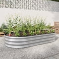 thumbnail image 3 of Oval Metal Raised Garden Bed - 70.86" x 35.43" x 11.42" Outdoor Planter Box for Vegetables, Flowers, Plants - Durable Galvanized Steel, Rust-Proof, Easy Assembly (Silver), 3 of 13