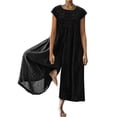 thumbnail image 1 of HBFAGFB Combinaison Femme Col Rond Manches Courtes Zippées Ample et Légère Noir Taille m, 1 of 5