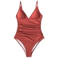 thumbnail image 4 of Baqcunre One Piece Swimsuit Women, Women's Swimsuit Tummy V Neck Bathing Suits Red M, 4 of 5