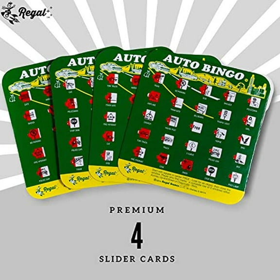 Green Auto Backseat Bingo Pack of 4 Bingo Cards Great For Family Vactions Car Rides and Road Trips