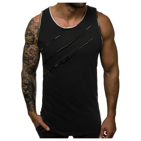 Mens Tank Top Beach Spring And Summer Casual Fashion Short-sleeved Printed Retro Shirt