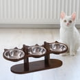 thumbnail image 4 of Comedero elevado para mascotas, soporte de madera para perros y gatos, con 3 cuencos de acero inoxidable para gatos de interior y perros pequeños., 4 of 8