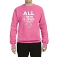 thumbnail image 2 of Wild Bobby, All I Need is Jesus & Coffee Inspirational/Christian Unisex Crewneck Graphic Sweatshirt, Neon Pink, Medium, 2 of 6