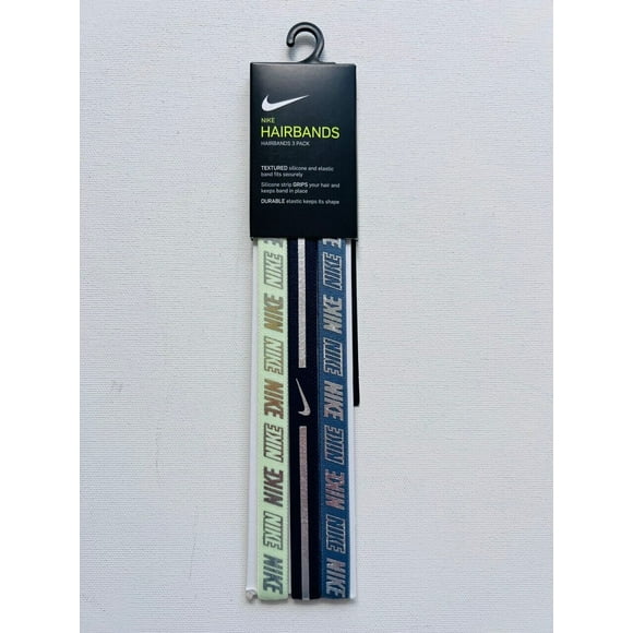 NIKE 3-Pack Metallic Headbands Grey / Navy / Green