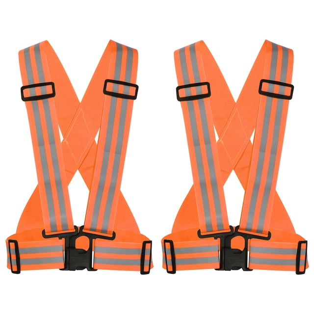 Chaleco Reflectante Ajustable Alta Visibilidad Unique Bargains Naranja 2 Paquete