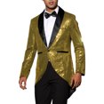 thumbnail image 4 of Tuxedo de lentejuelas INSPIRE CHIC para hombres con solapa de chal brillante, abrigo de fiesta de boda XL dorado, 4 of 5