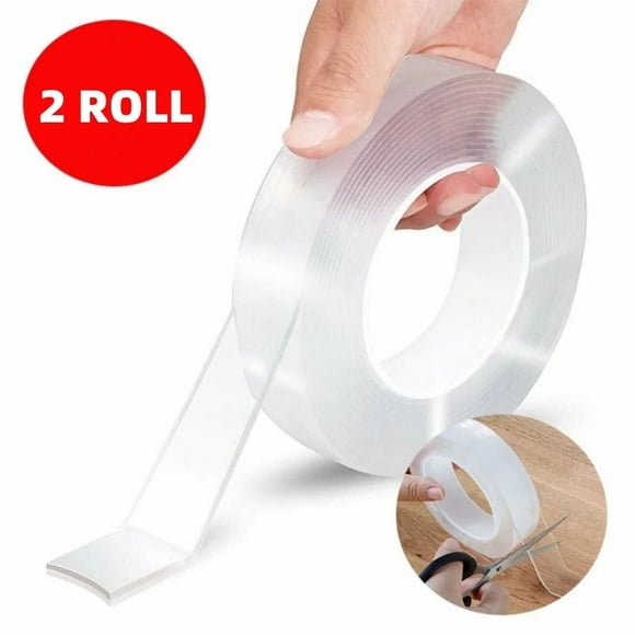 Cinta de Montaje Nano de 13.2 Ft de Doble Cara, Resistente, Impermeable, Cinta Adhesiva Multipropósito, Cinta Adhesiva Removible para Póster para Decoración de Paredes y Alfombras, 2 Rollos (6.6 Ft