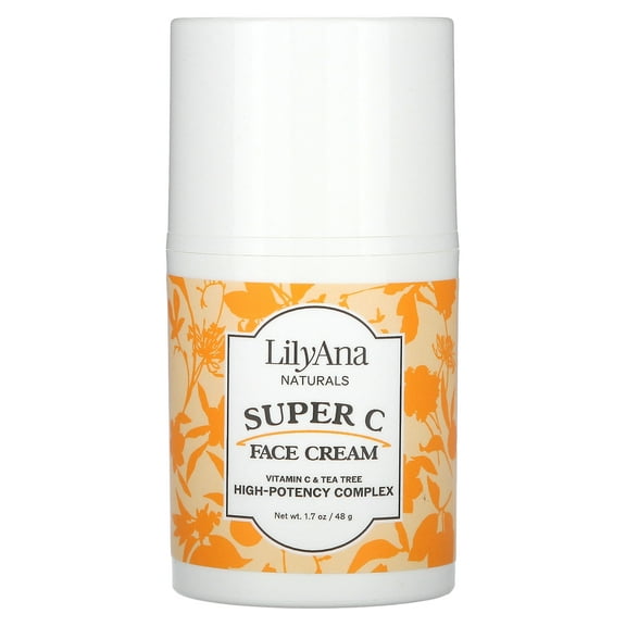 LilyAna Naturals Vitamin C and Tea Tree Complex Natural Super C Face Cream,100% Vegan, Cruelty-Free, Paraben and Sulphate Free, 1.7 oz