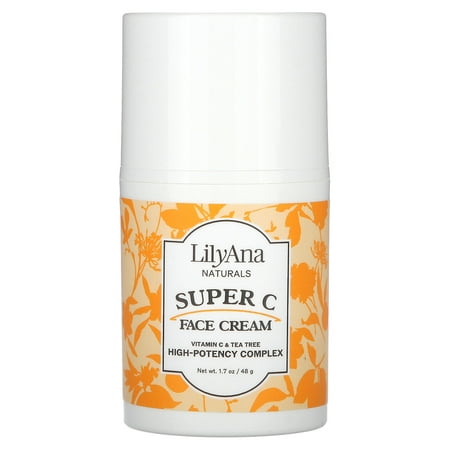 LilyAna Naturals Vitamin C and Tea Tree Complex Natural Super C Face Cream,100% Vegan, Cruelty-Free, Paraben and Sulphate Free, 1.7 oz