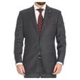thumbnail image 2 of Blujacket Men's Charcoal Gray 100% Wool Canvassed Slim Fit Suit, 2 of 4