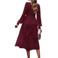 thumbnail image 2 of Vestido PRETTYGARDEN, midi, manga larga, cintura imperial, para mujer, 2 of 7