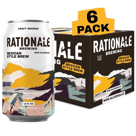 Rationale Brewing Non-Alcoholic Mexican Cerveza, 6 Pack, 12 fl oz Cans, Premium Craft Non-Alcoholic Beer, Zero Alcohol, Low Calorie, Award Winning Non-Alcoholic Drink Alternative