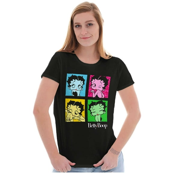 Betty Boop Pop Art Squares Kisses Women's T Shirt Ladies Tee Brisco Brands S